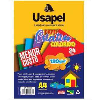PAPEL CRIATIVO 120G A4 24FL - 8 CORES - UN - USAPEL