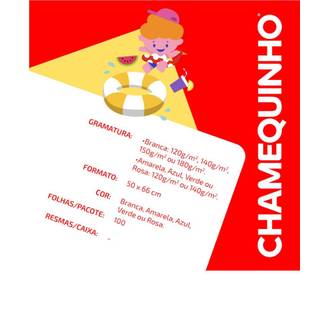 PAPEL CARTOLINA CHAMEQUINHO 50X66 - 120G - AMARELO - PCT 100 - CHAMEX