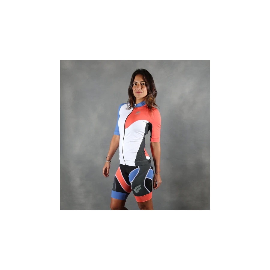 Camisa Flets Feminina Branca e Coral