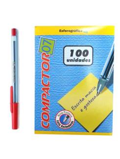 CANETA COMPACTOR 07 0,7MM - VERMELHO - CX 100 - COMPACTOR