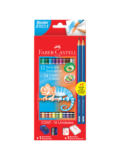 LAPIS DE COR BICOLOR 24 CORES REDONDO - C/12 - UN - FABER