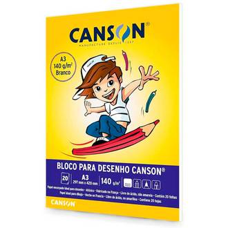 BLOCO DESENHO 140G A3 20FL - BRANCO - PCT 5 - CANSON