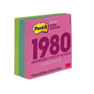 POST IT BLOCO ADESIVO 90F - 76X76 - C/3 SUPERNOVA - UN - 3M
