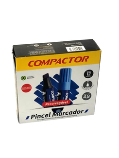 MARCADOR PINCEL PERMANENTE RECARREGAVEL - AZUL - CX 12 - COMPACTOR