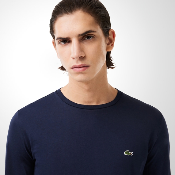 CAMISETA MASCULINA BÁSICA MANGA LONGA MARINHO LACOSTE