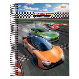 CADERNO UNIV CAPA DURA 1X1 80FLS - FAST RACE - UN - JANDAIA