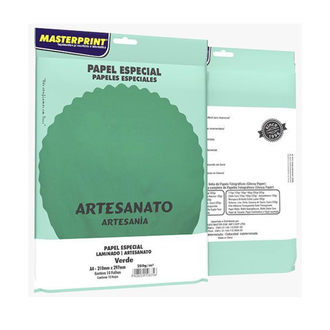 PAPEL LAMINADO A4 250G 10FL 302070044 - VERDE - UN - MASTERPRINT