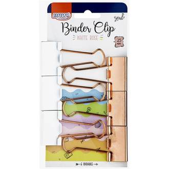 PRENDEDOR DE PAPEL 25MM C/6 BD2503 - BRANCO E ROSE GOLD - UN - BRW