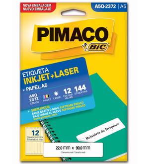 ETIQUETA INKJET/LASER A5 12FL A5Q-2372 - 22X90 - UN - PIMACO