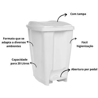 LIXEIRA PLASTICA C/PEDAL 20L - 1789 - BRANCO - UN - JAGUAR
