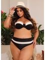 BIQUÍNI MEIA TAÇA BICOLOR CALCINHA ALTA PRETO COLEÇÃO BEACH CURVE - 1