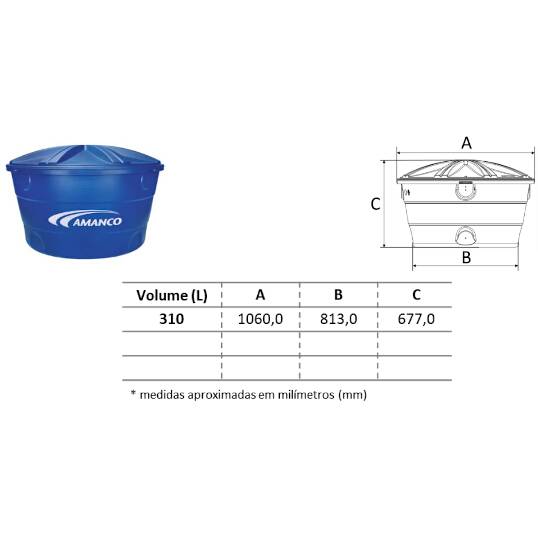 CAIXA D'ÁGUA AMANCO PEAD BOCA ABERTA 310 L