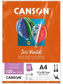 PAPEL IRIS VIVALDE 120G 25FL A4 - LARANJA - UN - CANSON