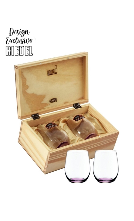 Kit Riedel O Viognier I Chardonnay 320ml em Caixa de Madeira (base lilás)