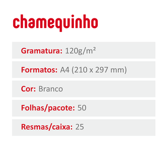 PAPEL CHAMEQUINHO 120G 50FLS - A4 - UN - CHAMEX