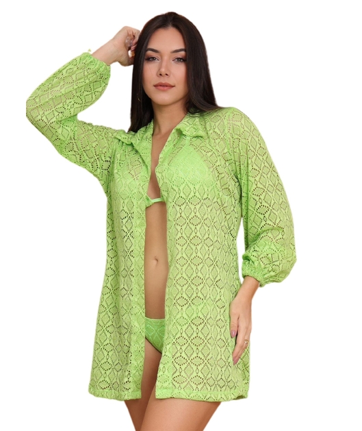 SAÍDA DE PRAIA CAMISA RENDA VERDE COLEÇÃO RAINBOW