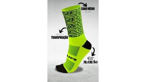 MEIA HUPI ESTAMPA AMARELO NEON/PRETO 34/38 hover