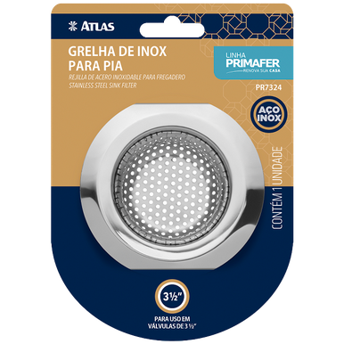 GRELHA DE INOX PARA PIA 3 1/2'' 9 CM ATLAS