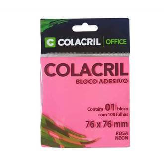 BLOCO ADESIVO 100F - 76X76MM - ROSA NEON - UN - COLACRIL